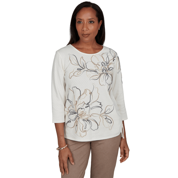 Womens Alfred Dunner Regent Street Floral Soutache Blouse
