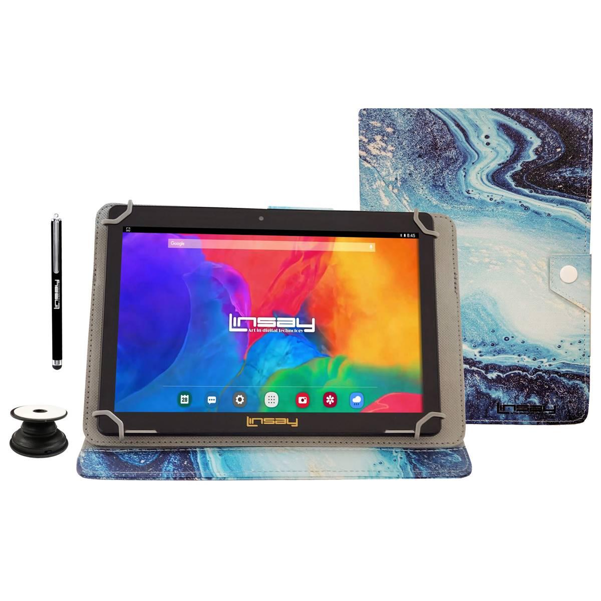 Linsay 10in. Android 12 Tablet with Ocean Marble Leather...
