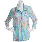 Womens Ali Miles Long Sleeve Colorful Ribbons Zip Neck Blouse - image 1