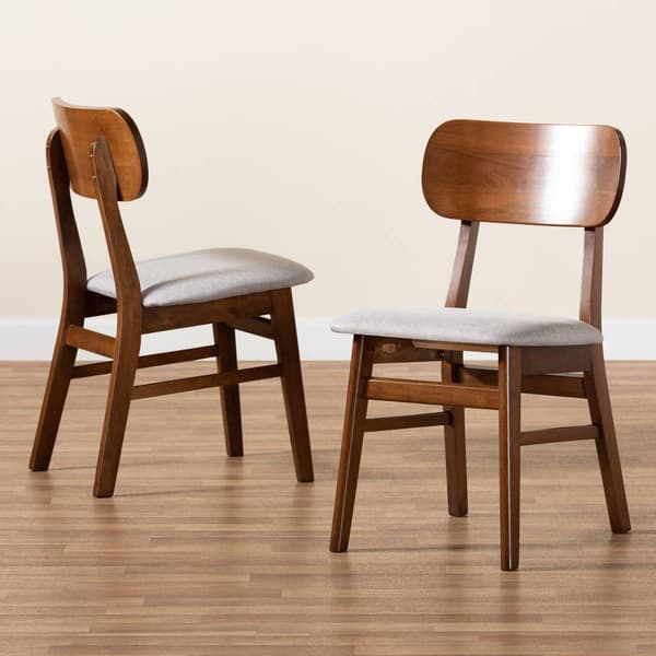 Baxton Studio Euclid Walnut Brown Wood 2pc. Dining Chair Set