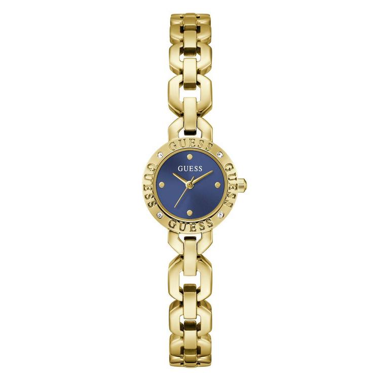 Womens Guess Gold-Tone Blue Dial Analog Watch - GW1019L2