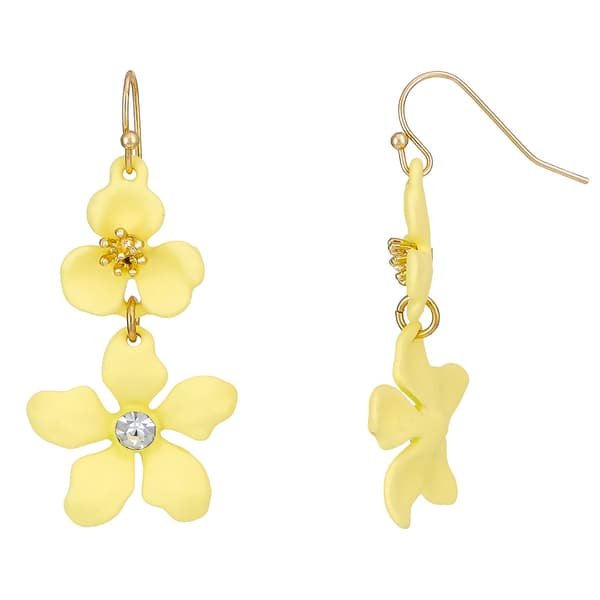 Ashley Cooper(tm) Gold-Tone Graduated Double Flower Drop Earrings - image 