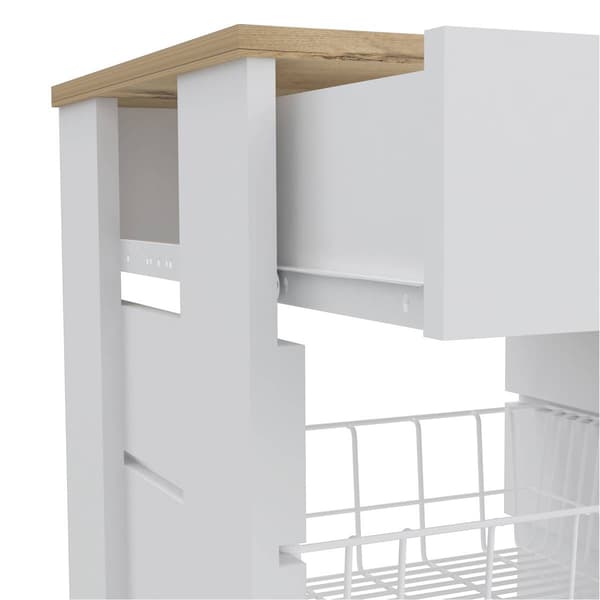 FM FURNITURE Shelton White Kitchen Cart