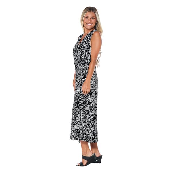 Womens Nina Leonard Sleeveless Geometric Surplice Crop Jumpsuit