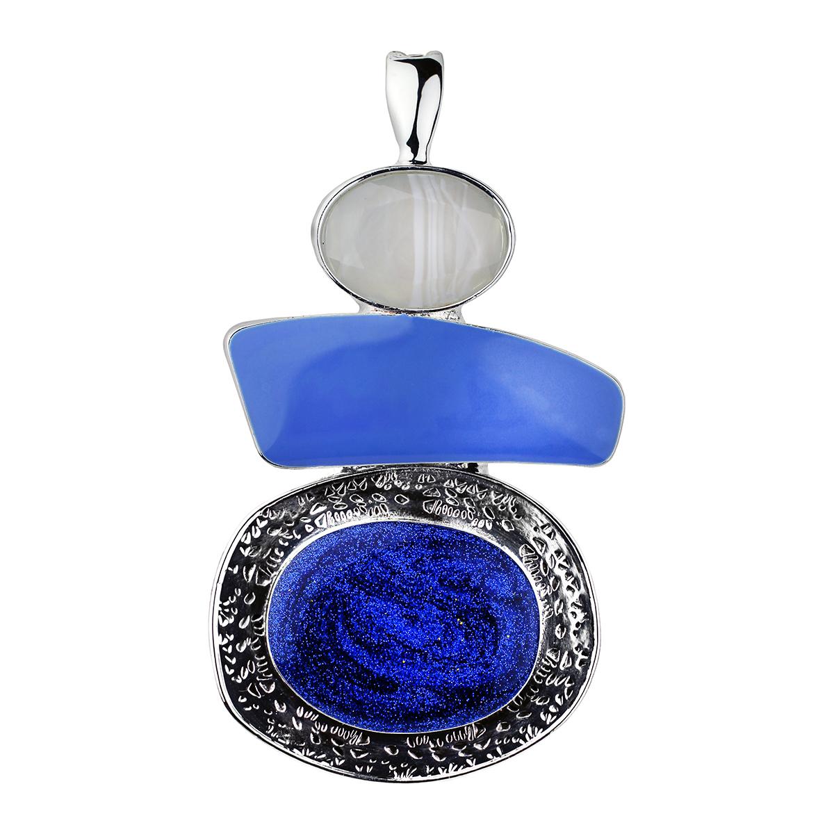 Wearable Art Silver-Tone Multi Stone Enhancer Pendant