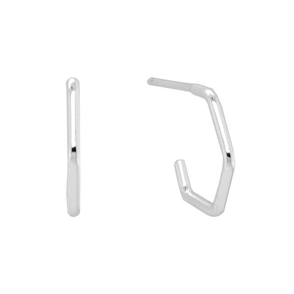 Marsala Sterling Silver Geometric C Hoop Post Earrings - image 