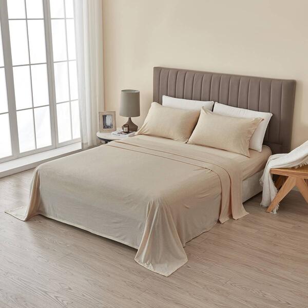 FreshFolds 4pc. Cotton Jersey Knit Deep Pocket Sheet Set - image 