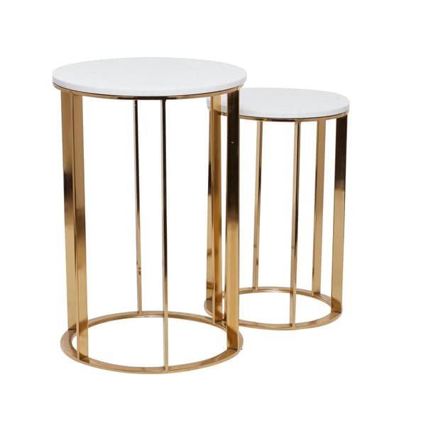 9th & Pike® Gold-Tone Metal Contemporary Accent Table - Set of 2