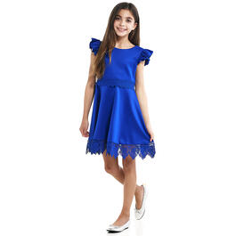 Girls (7-16) Rare Editions Solid Knit Ruffle Sleeve Skater Dress