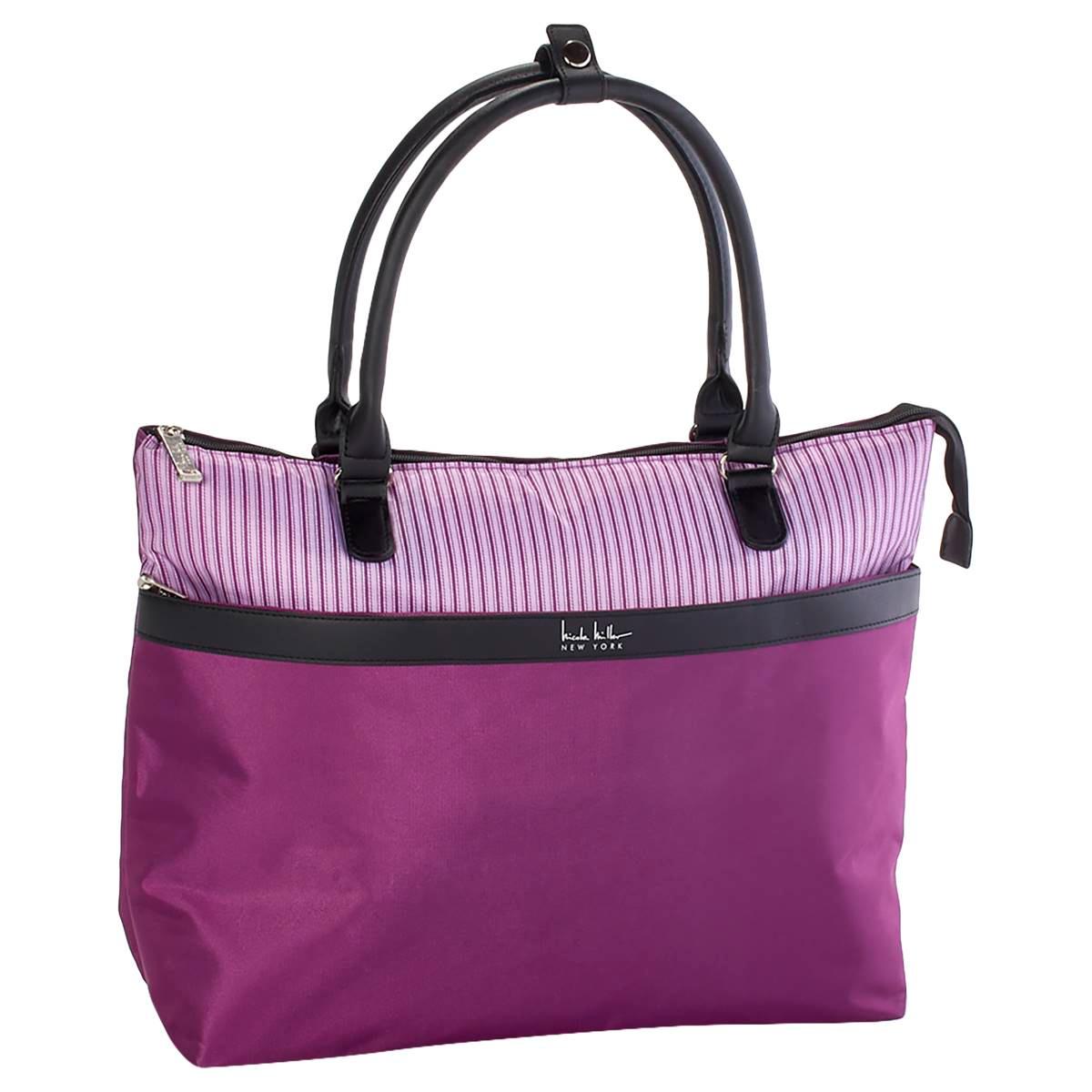 Nicole Miller New York Stripe Shopper Tote - Raspberry