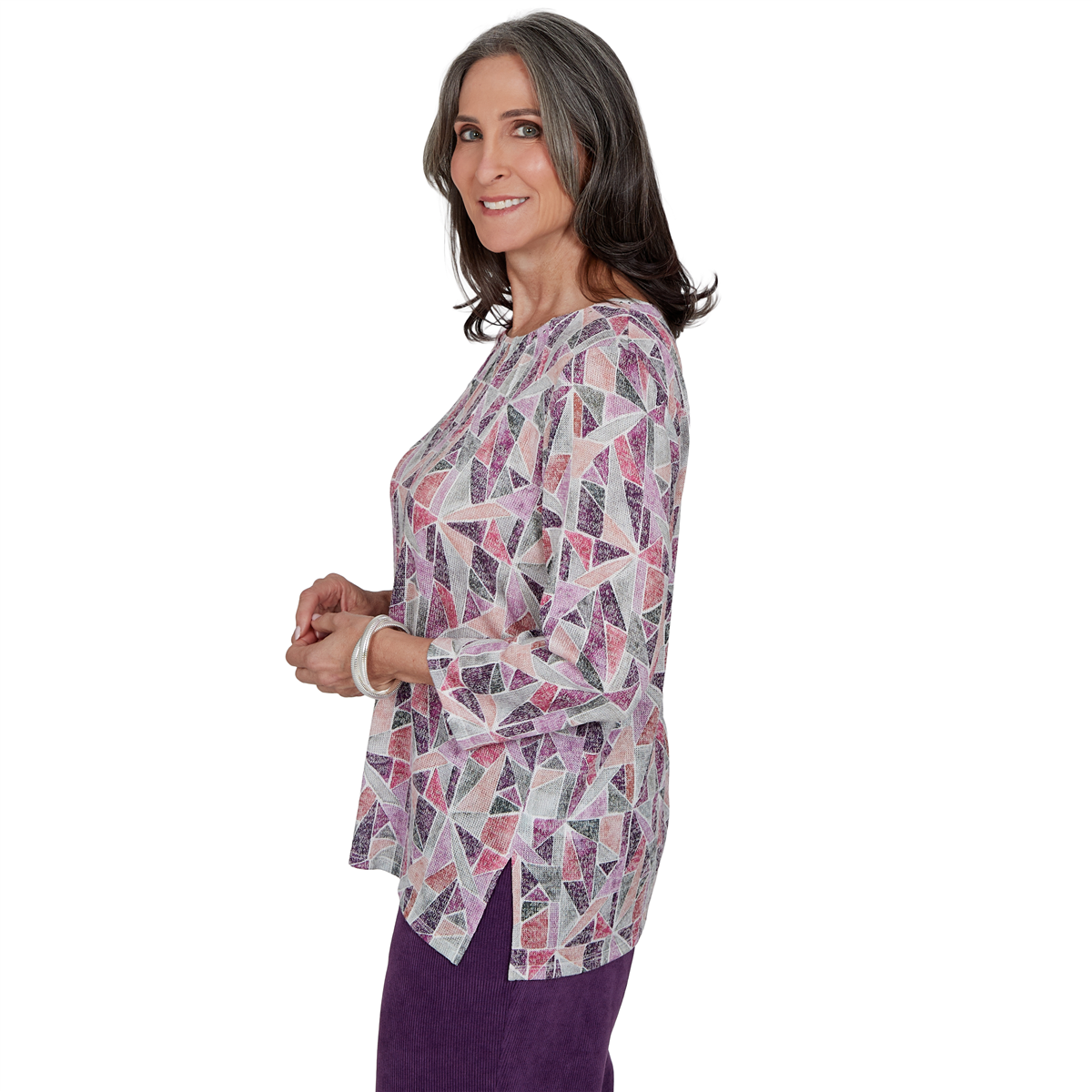 Petite Alfred Dunner Vail Stained Glass Geometric Blouse