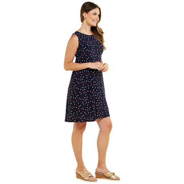 Womens Harlow & Rose Sleeveless Americana Polka Dots Dress