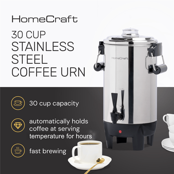 HomeCraft Quick-Brewing 1000-Watt Automatic 30-Cup Coffee Urn