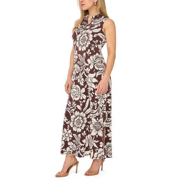 Petite MSK Sleeveless 1/2 Zip Neck Floral Maxi Dress