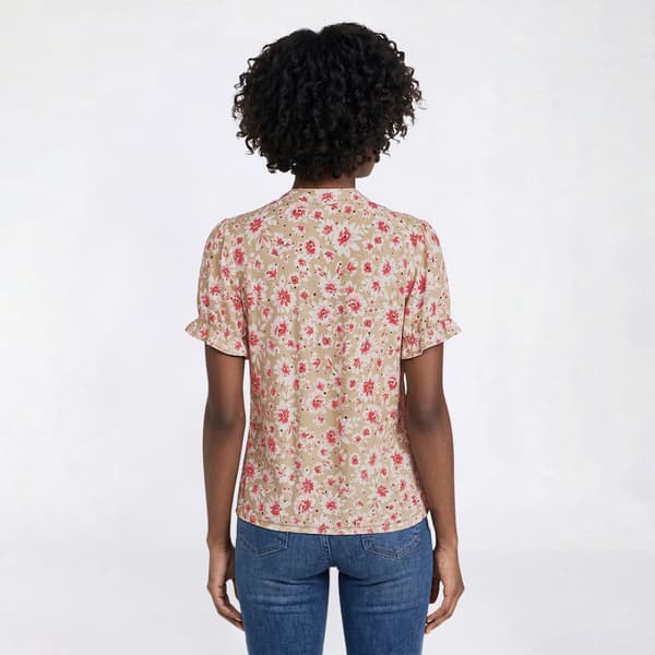 Womens Emily Daniels Short Sleeve Disco Dot Floral Blouse