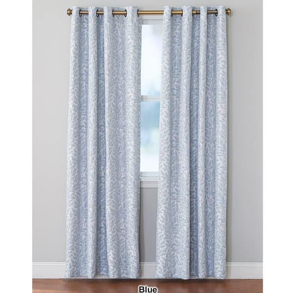 Brynn Leaf Jacquard Grommet Panel with Room Darkening Lining