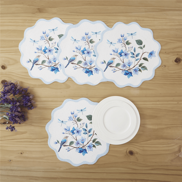 Avanti Bluebird Woven Braided Round Placemats - Set of 4