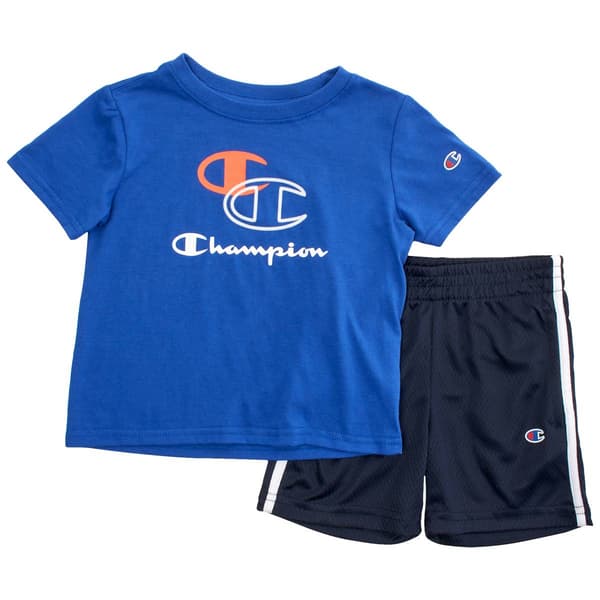 Toddler Boy Champion&#174; Solid Tee & Side Stripe Mesh Shorts Set