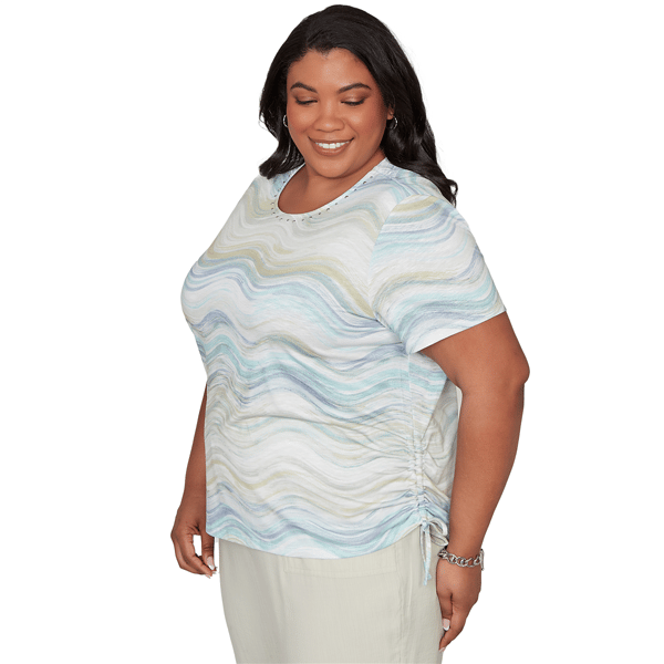 Plus Size Alfred Dunner Vintage Charm Wavy Stripe Blouse