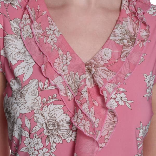 Womens Tommy Hilfiger Sleeveless Ruffle Front Floral Blouse