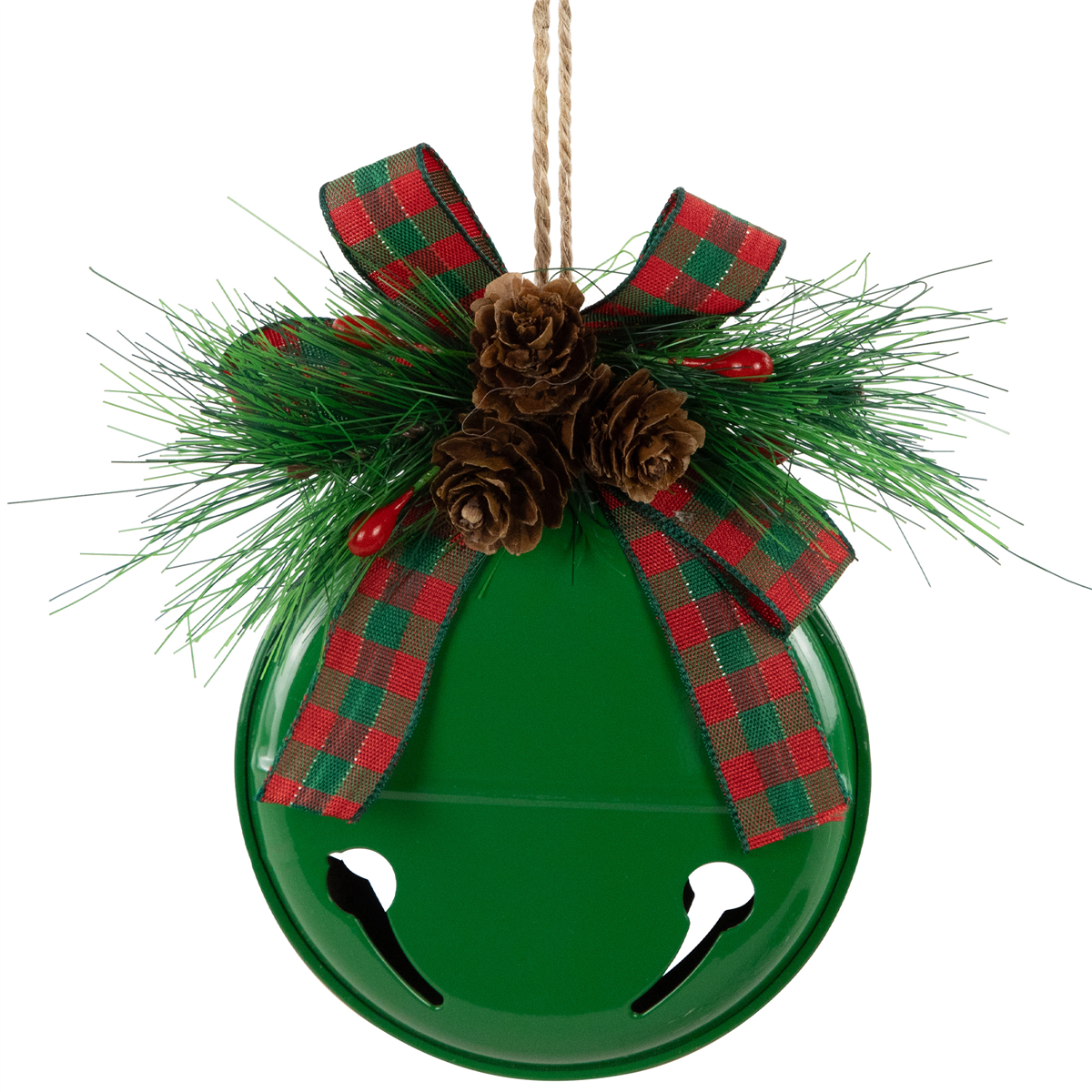 Northlight 2pk. Green Jingle Bells with Bows Christmas Ornaments