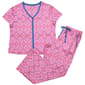 Womens White Orchid Short Sleeve Pink Tile Pajama Set - image 1