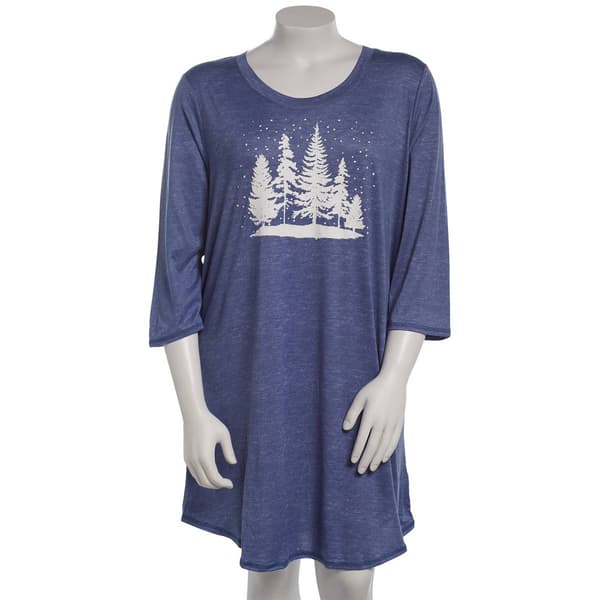 Plus Size Jaclyn 3/4 Sleeve Winter Wonderland Nightshirt - image 