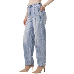 Womens Royalty Tie Waist Barrel Leg Jeans