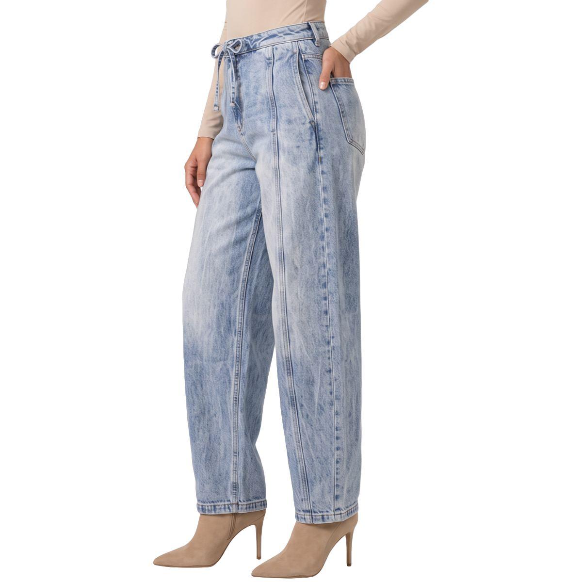 Womens Royalty Tie Waist Barrel Leg Jeans