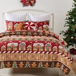 Greenland Home Fashions™ Gingerbread Lane Reversible Quilt Set