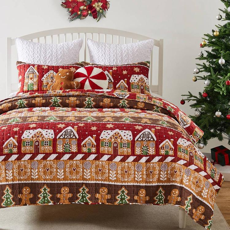 Greenland Home Fashions™ Gingerbread Lane Reversible Quilt Set