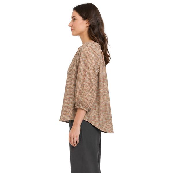 Petite Zac & Rachel 3/4 Sleeve Ruffle Neck Melange Sweater