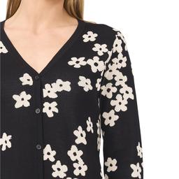 Womens Cece Long Sleeve Floral Button Front Cardigan