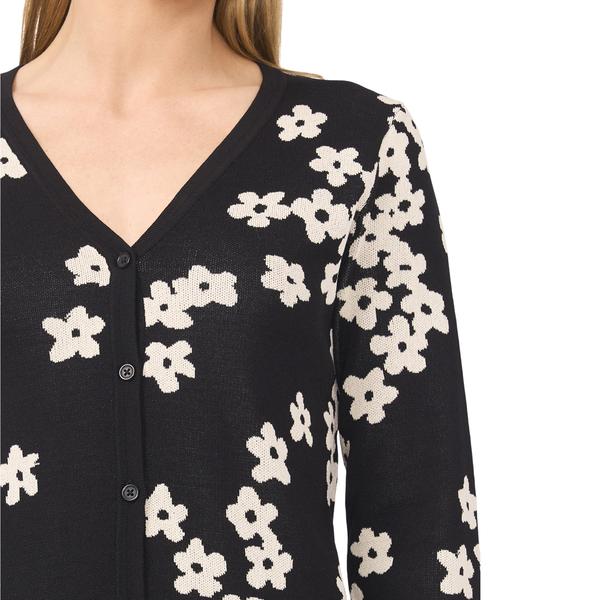 Womens Cece Long Sleeve Floral Button Front Cardigan