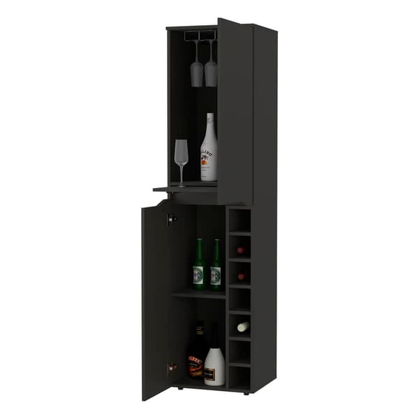 FM FURNITURE Maya Black Wengue Tall Bar Cabinet
