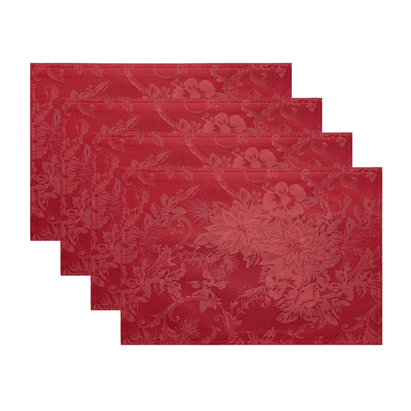 Threadmade Poinsettia Elegance Jacquard Holiday Placemat - image 