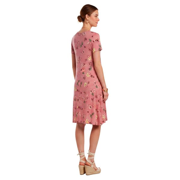 Plus Size Architect® Short Sleeve Floral Leaf A-Line Dress