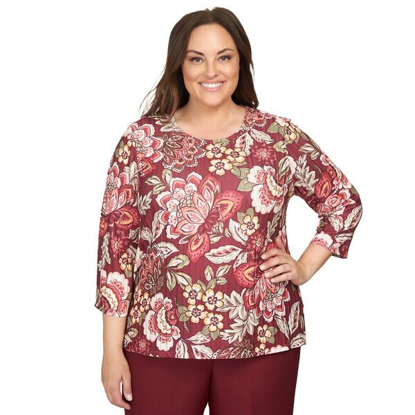 Plus Size Alfred Dunner Mulberry Street Jacobean Floral Blouse - image 