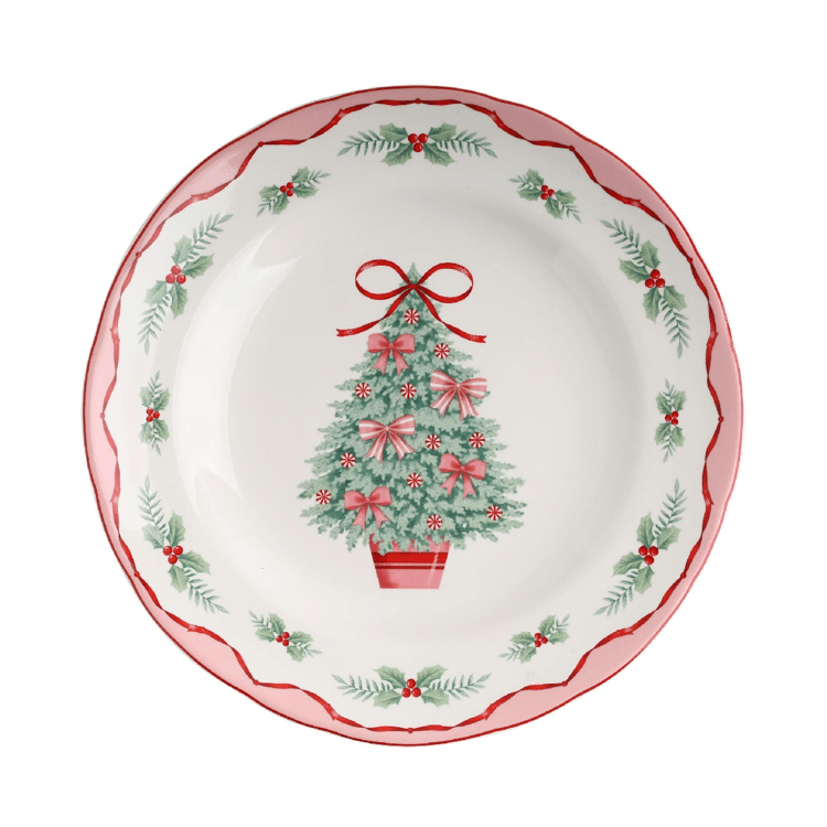 222 Fifth Pinkmas 12pc. Porcelain Christmas Dinnerware Set