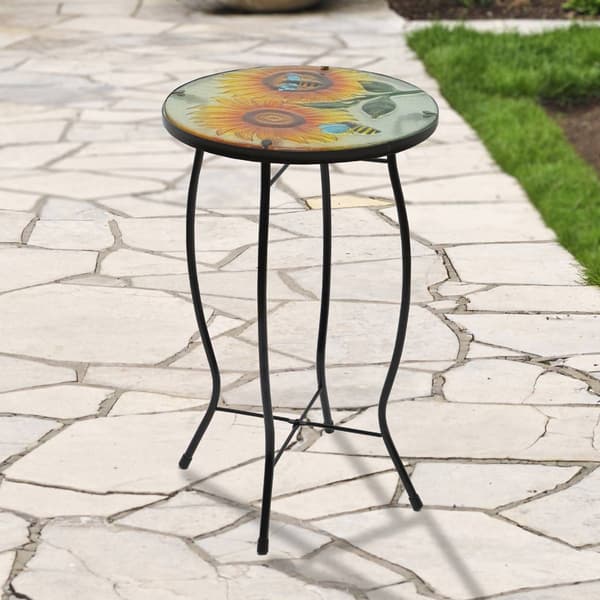 Northlight Seasonal 19in. Sunflower & Bumblebee Patio Side Table