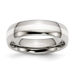 Mens Gentlemen's Classics(tm) 6mm Sterling Silver Inlay Wedding Band