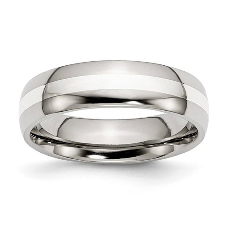 Mens Gentlemen's Classics(tm) 6mm Sterling Silver Inlay Wedding Band