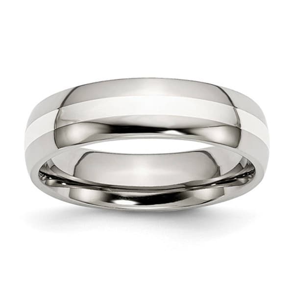 Mens Gentlemen's Classics&#40;tm&#41; 6mm Sterling Silver Inlay Wedding Band - image 