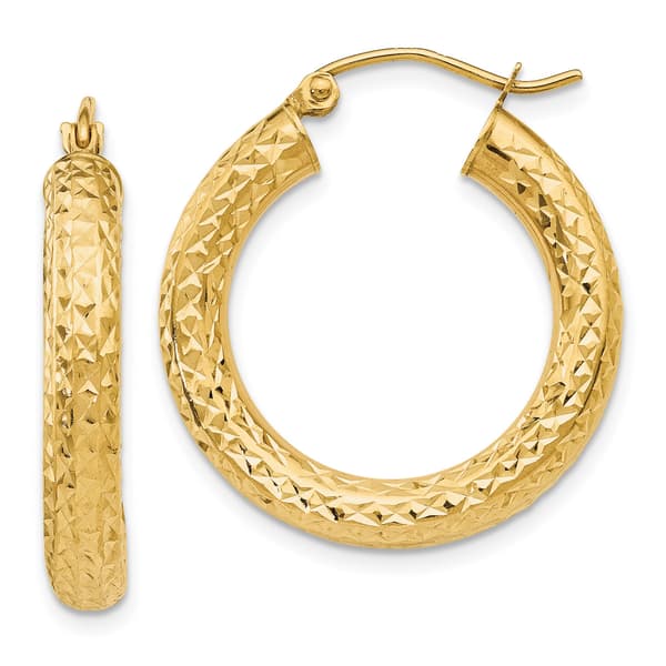 Gold Classics&#40;tm&#41; 14kt. Gold 25mm Diamond Cut Hoop Earrings - image 