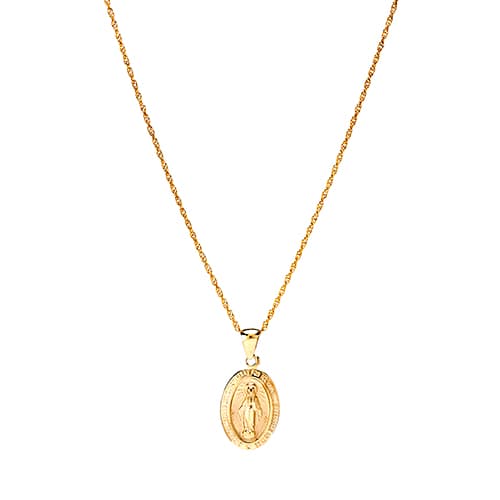 10kt. Yellow Gold Mary Oval Pendant Necklace