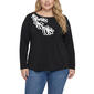 Plus Size NY Collection Long Sleeve Solid Moss Crepe Solid Top W - image 1