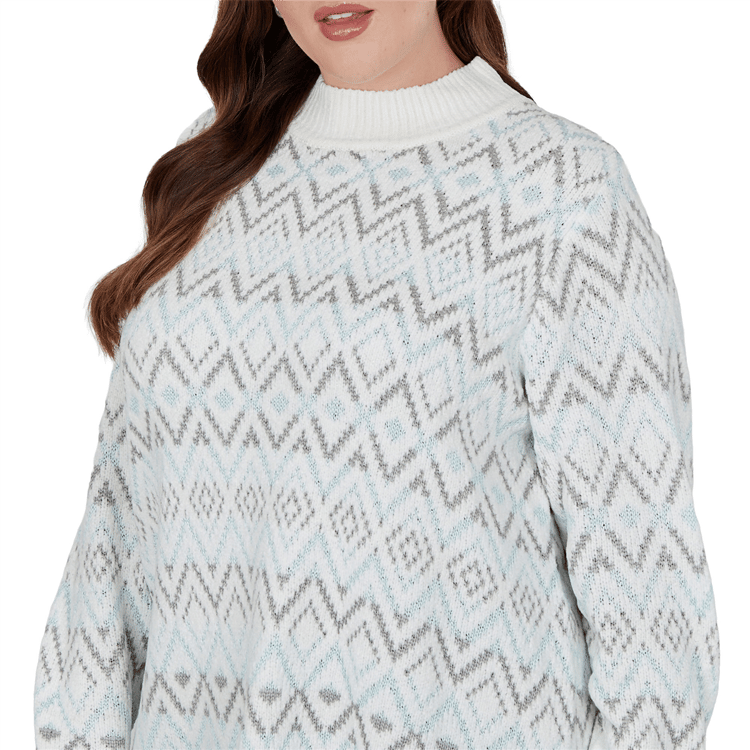 Plus Size Hearts of Palm Silver Linings Mock Neck Diamond Sweater