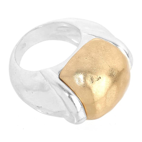 Bella Uno Worn Two-Tone Tapered Ball Ring - image 