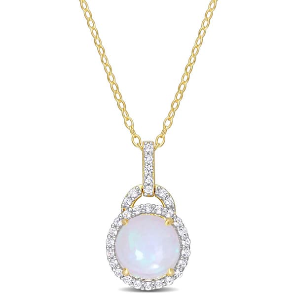 Sophia B 3 1/4ctw. Ethiopian Opal & White Topaz Pendant