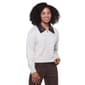 Womens Nanette Lepore Long Sleeve Leather Collar Zip Up Sweater - image 1